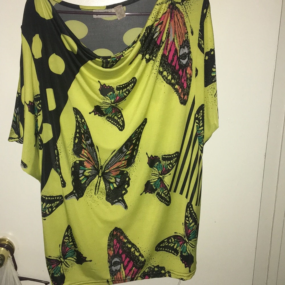 Yellow Butterfly Accent Blouse